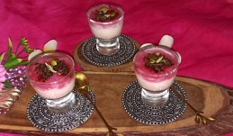 Thandai Mohallabiah with Rosy sauce Recipe